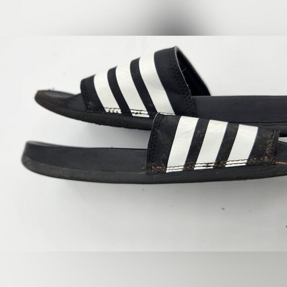 Adidas Adilette Slip On Slide Sandals Flip Flops Women's Size 8 Black & White - Picture 6 of 11